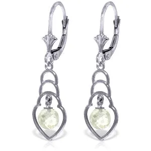 1.25 Carat 14K Solid White Gold Never Lost White Topaz Earrings