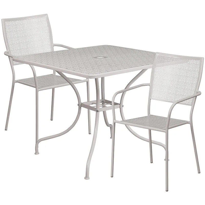 35.5SQ Gray Patio Table Set CO-35SQ-02CHR2-SIL-GG