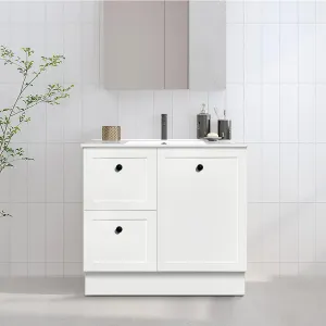 AUSTIN 900mm Floor Standing Bathroom Vanity (Left Hand)   Ceramic Top