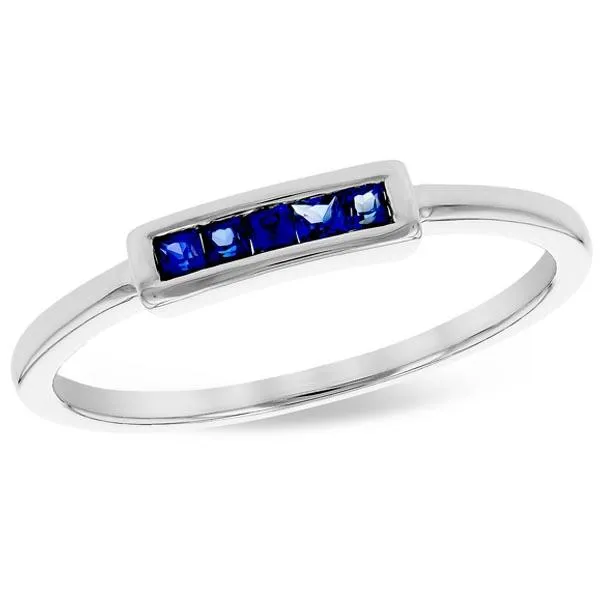 Ben Garelick Channel Set Five Stone Princess Cut Sapphire Ring