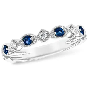 Ben Garelick Vintage Style Thin Stackable Blue Sapphire Diamond Band