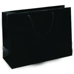 Black Matte Rope Handle Euro-Tote Shopping Bags - 16.0 x 6.0 x 12.0