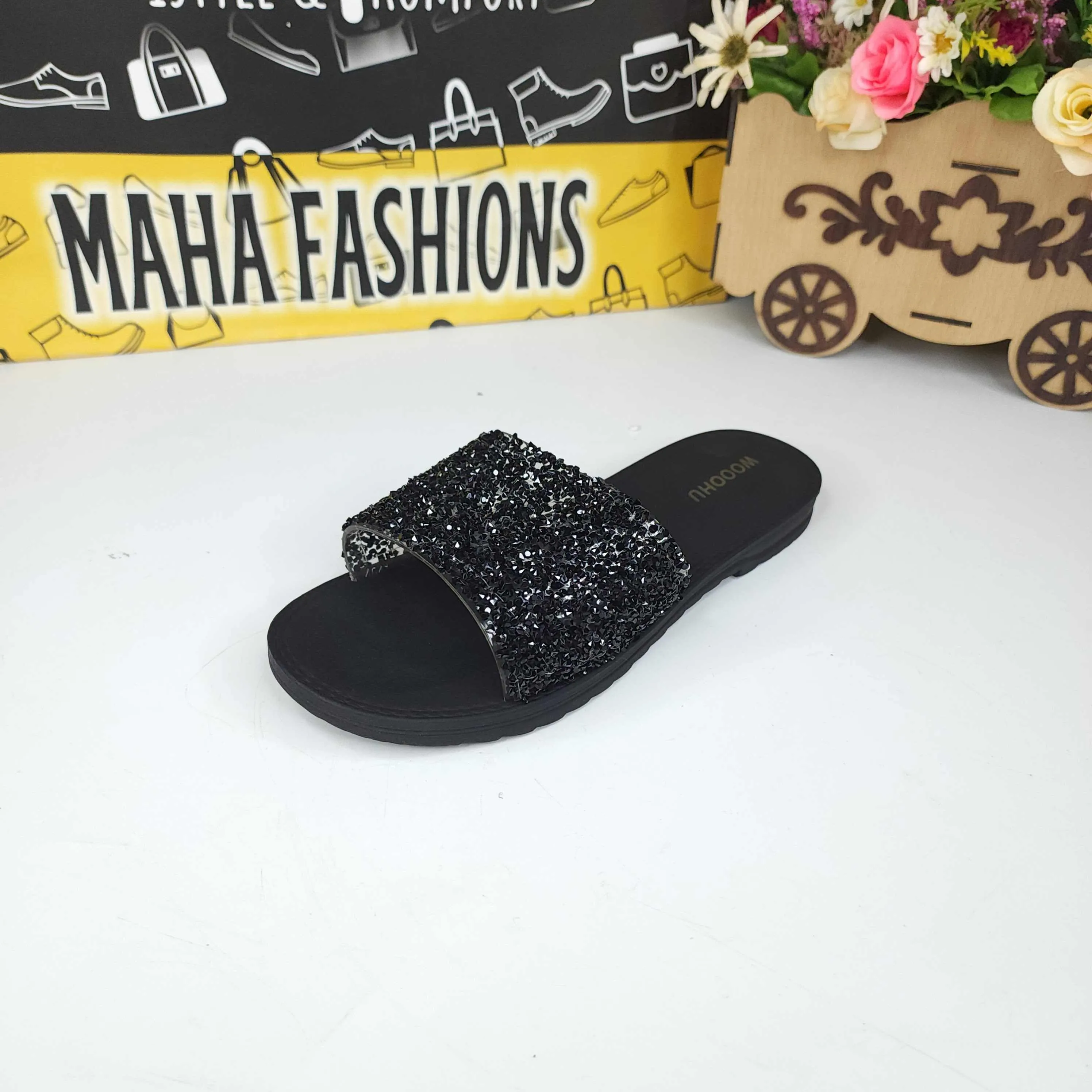 Black Studs Slippers