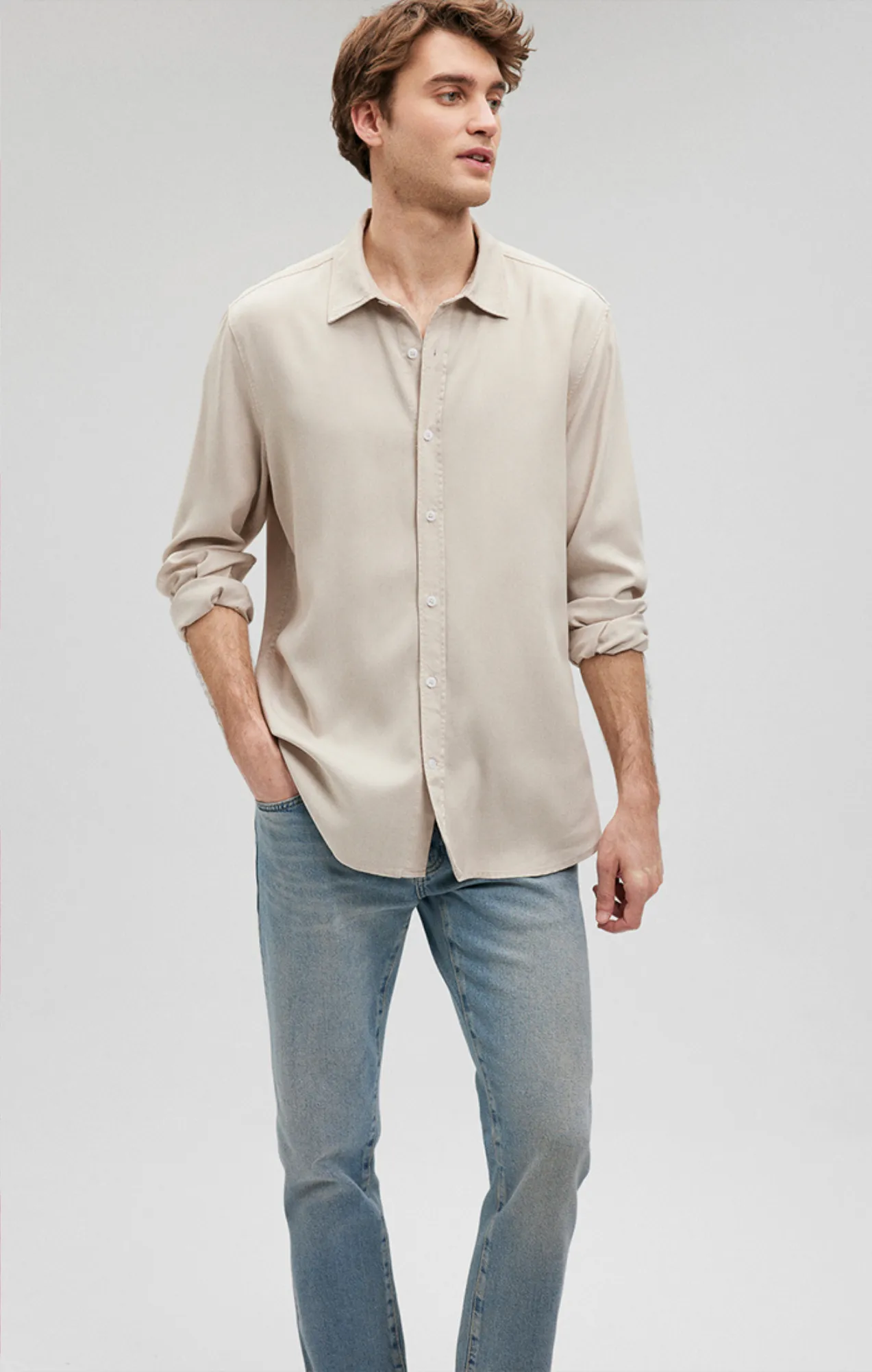 BUTTON-UP LONG SLEEVE SHIRT IN MOONSTRUCK