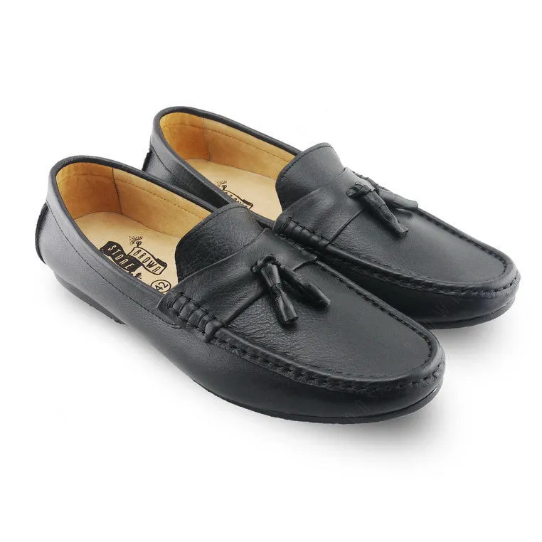 Comfy Tassel Loafer Wrinkle Soft Black