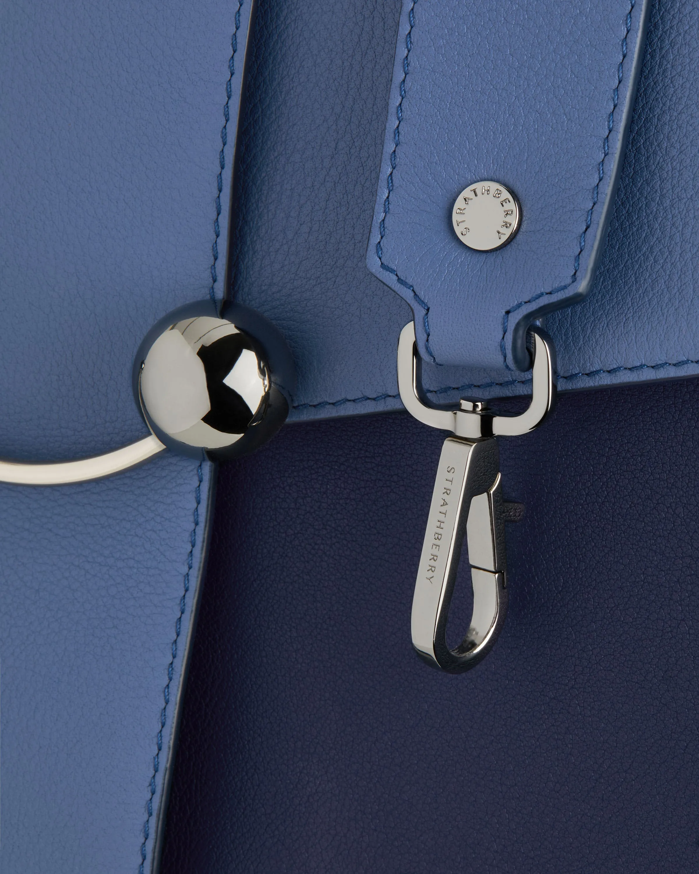 Crescent Shoulder - Navy/Sea Blue with Silver Hardware