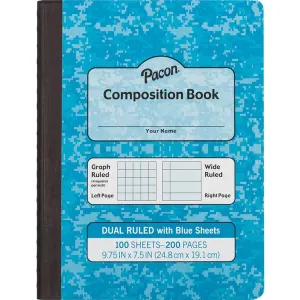 Dual Ruled Composition Book 9.75in x 7.5in Gray