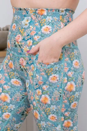 Duck Egg Embroidery Print 2 Pocket Full Leggings