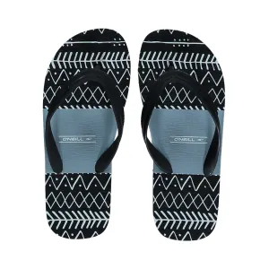 FB Profile Pattern Flip Flop Black AOP w/ Red