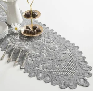 Gray Lace Table Runner