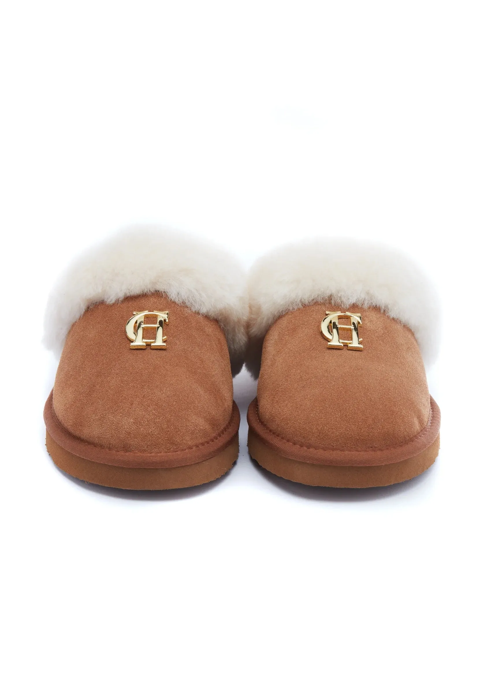 Holland Cooper Shearling Slipper in Tan