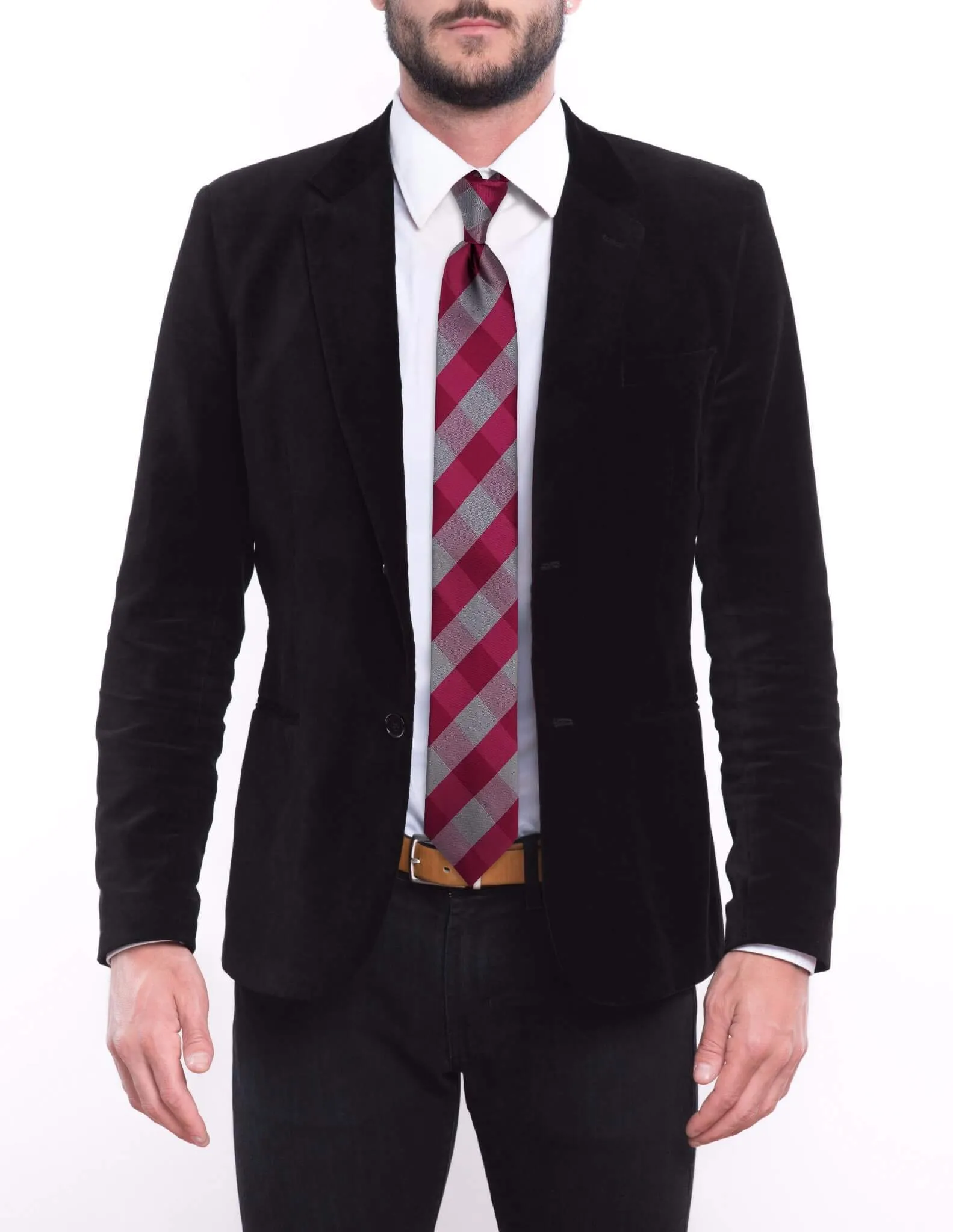 Large Plaid Pink and Gray Tie