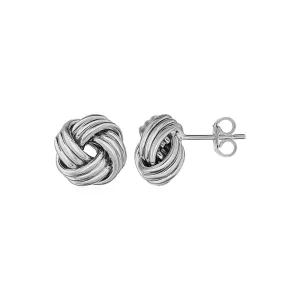 Love Knot Post Earrings in 14k White Gold Weight 1.5 grams