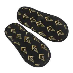 Master Mason Blue Lodge Slipper - Black & Gold Square & Compass G