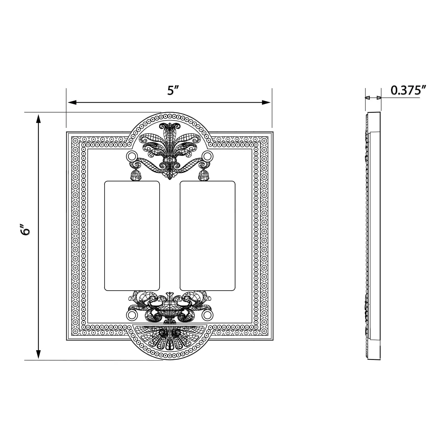 Meadows Switch Plate with Double Rocker in Polished Brass