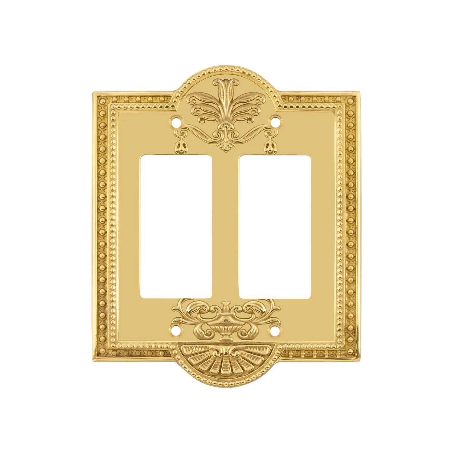 Meadows Switch Plate with Double Rocker in Polished Brass