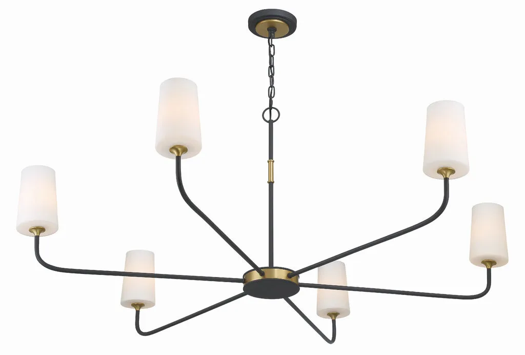 Niles 6 Light Black Forged   Modern Gold Chandelier