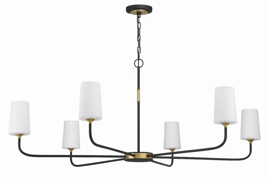 Niles 6 Light Black Forged   Modern Gold Chandelier