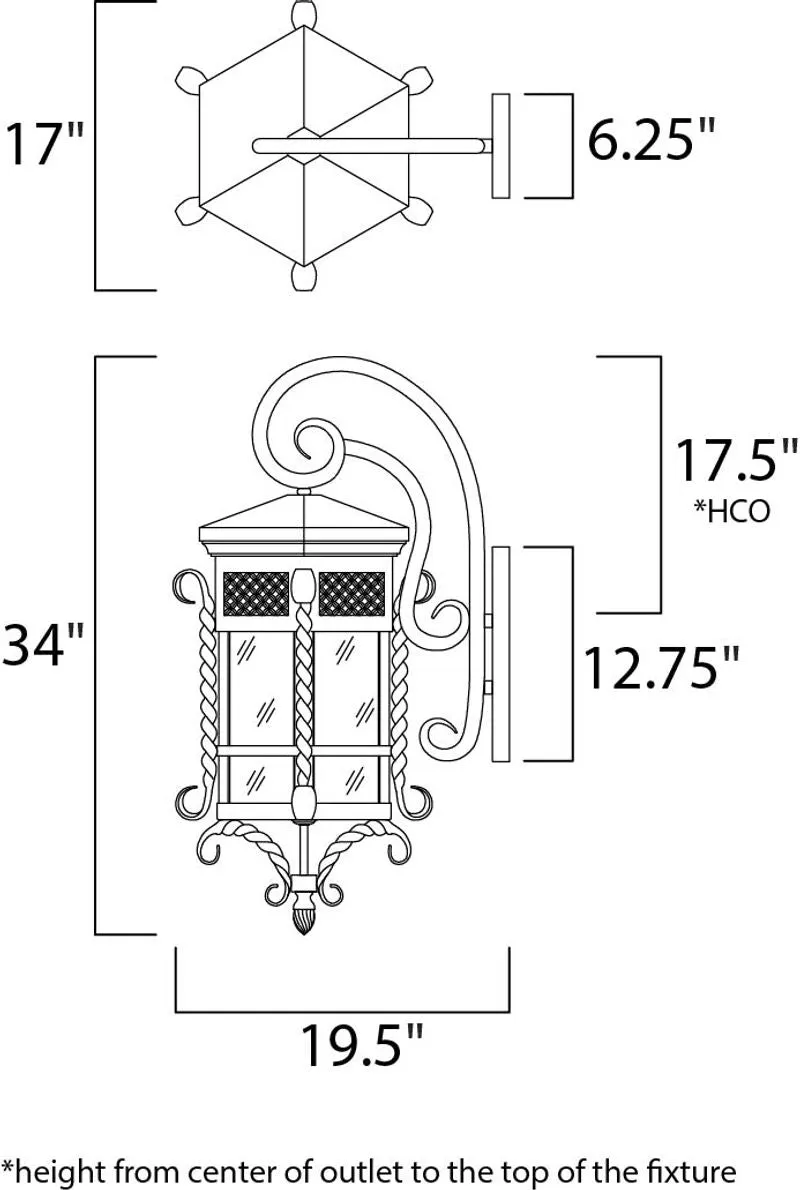 Scottsdale 17" 5 Light Outdoor Wall Mount in Country Forge