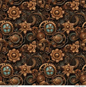 Steampunk Floral 4 Printed Vinyl Sheet-Tumbler Wrap