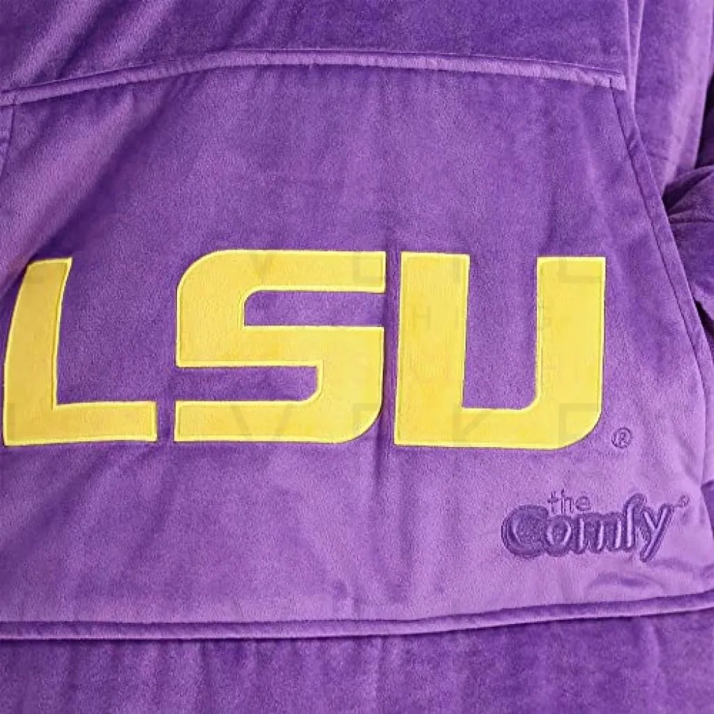 THE COMFY Original Quarter-Zip | Louisiana State University Logo & Insignia | Oversized Microfiber & Sherpa Wearable Blanket with Zipper, Seen On Shark Tank, One Size Fits All