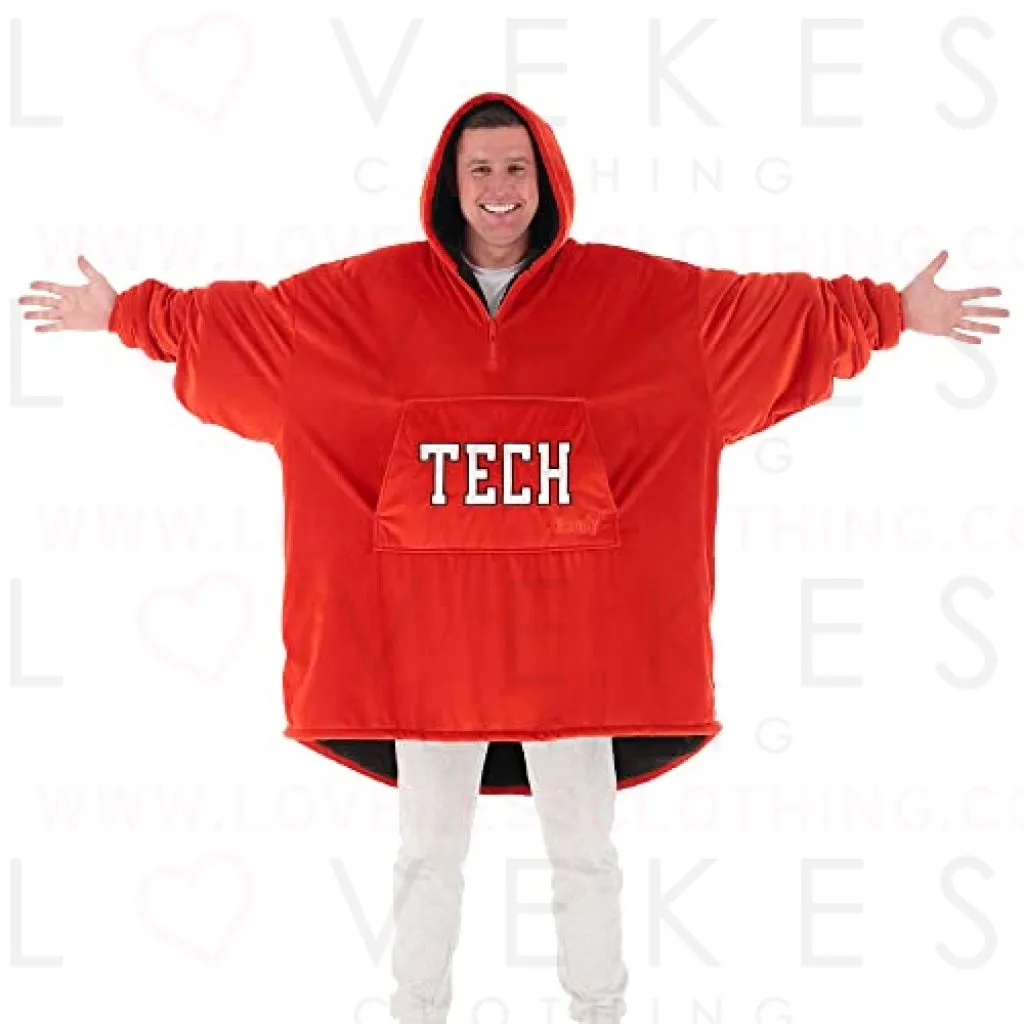 THE COMFY Original Quarter-Zip | Texas Tech University Logo & Insignia | Oversized Microfiber & Sherpa Wearable Blanket with Zipper, Seen On Shark Tank, One Size Fits All