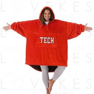 THE COMFY Original Quarter-Zip | Texas Tech University Logo & Insignia | Oversized Microfiber & Sherpa Wearable Blanket with Zipper, Seen On Shark Tank, One Size Fits All