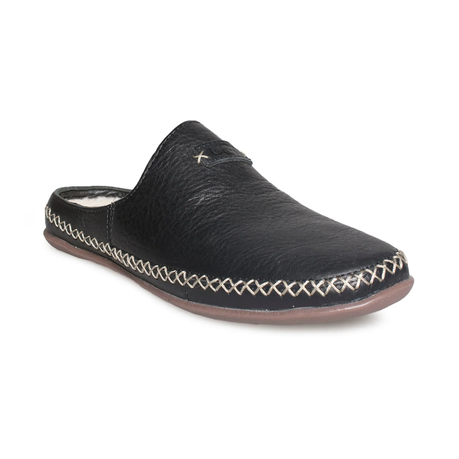 UGG Tamara Leather Black Slippers - Women's