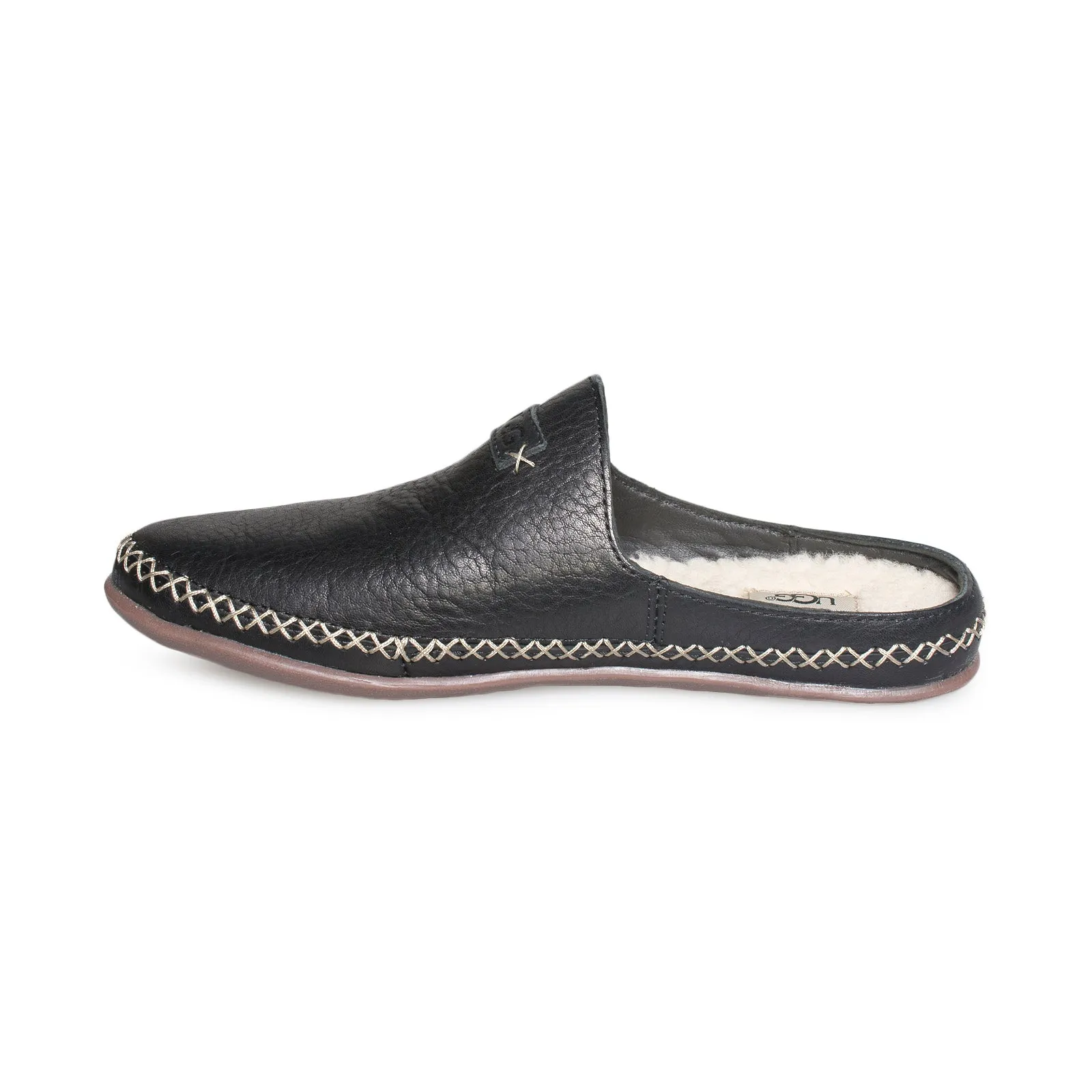 UGG Tamara Leather Black Slippers - Women's