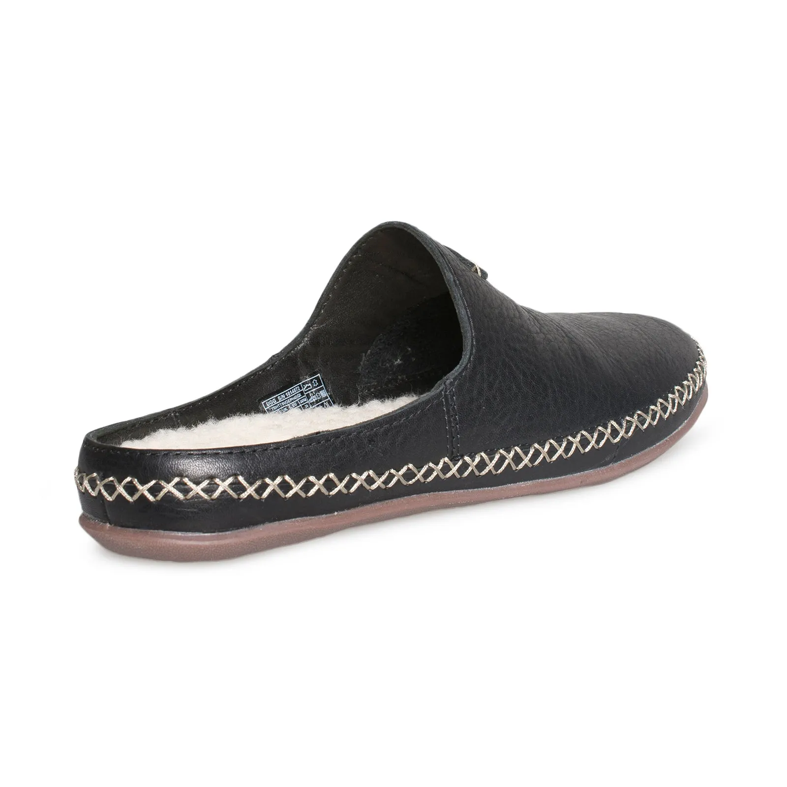 UGG Tamara Leather Black Slippers - Women's