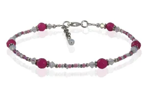 Vivid Pink Opal Gemstone Anklet