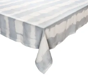 Watercolor Stripe Tablecloth in White Blue & Gray by Kim Seybert