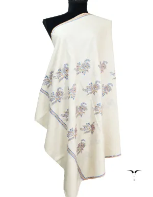 white booti embroidery Pashmina shawl 8666