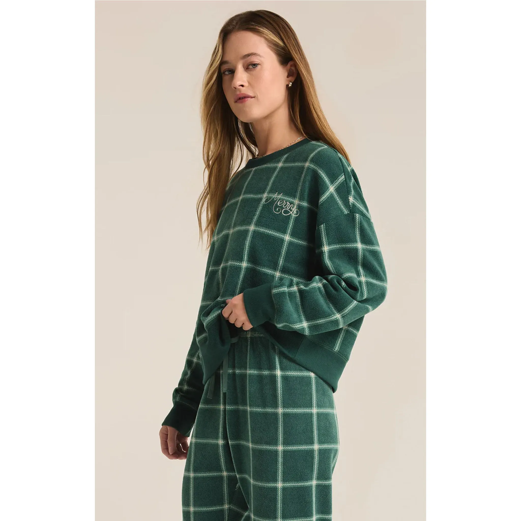 Z Supply Plaid LS Top in Noble Fir