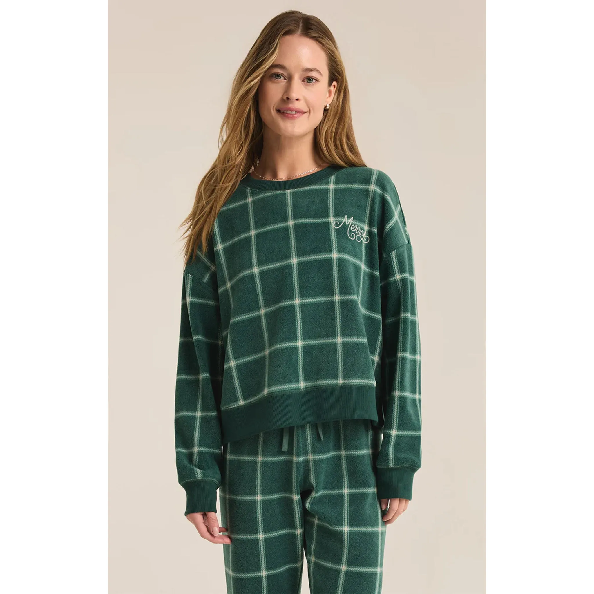 Z Supply Plaid LS Top in Noble Fir